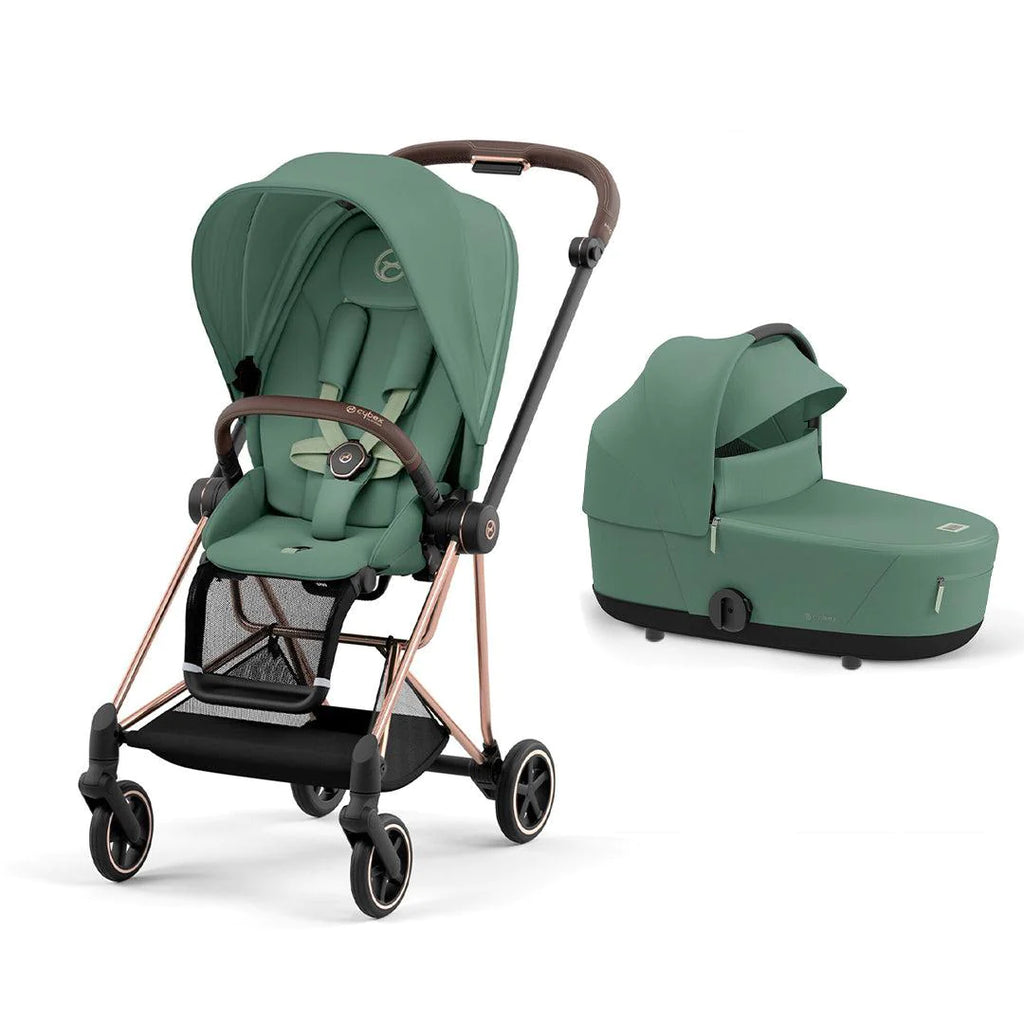 CYBEX MIOS Pushchair - Leaf Green - Rose Gold - Cot - The Baby Service