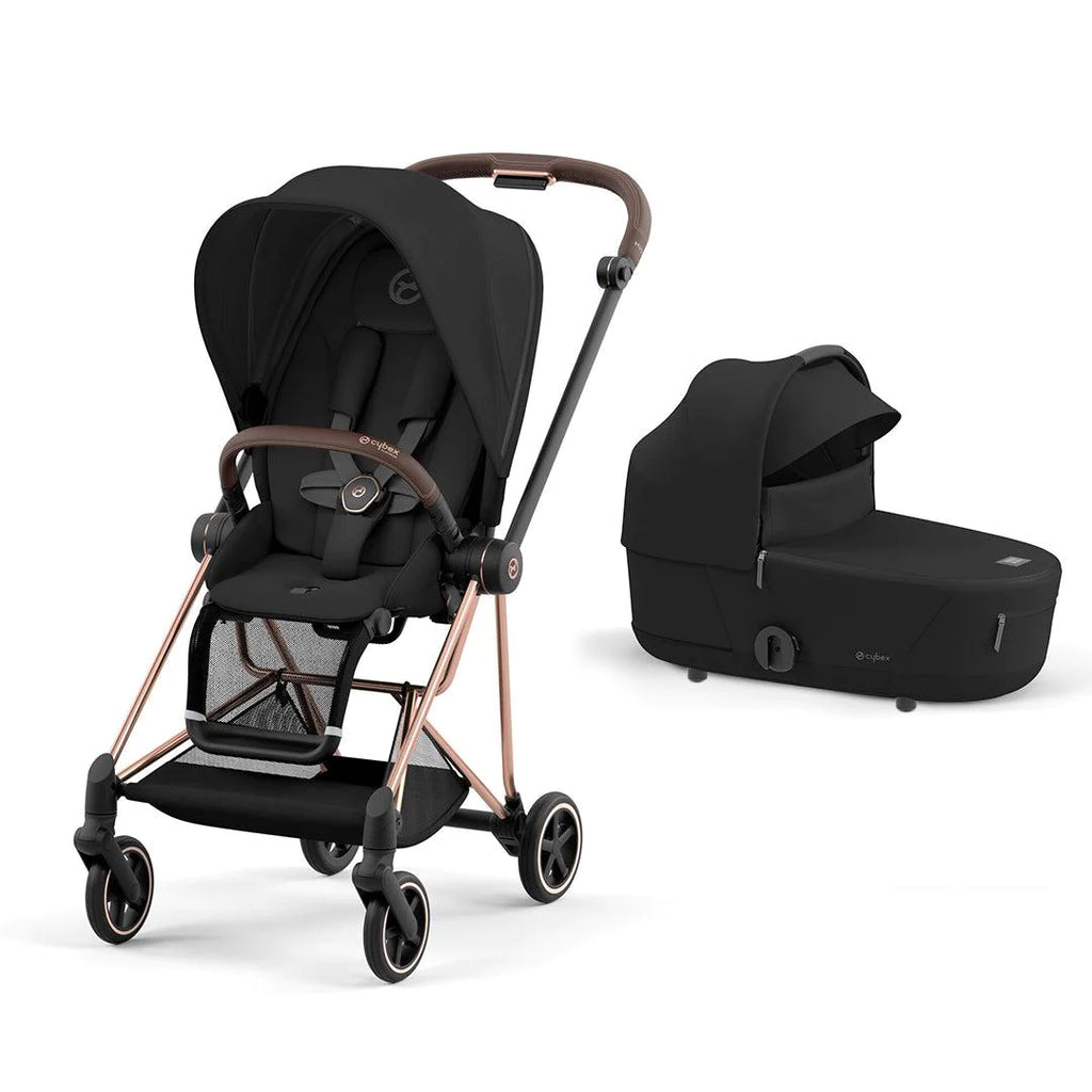 CYBEX MIOS Pushchair - Sepia Black - Rose Gold - Cot - The Baby Service