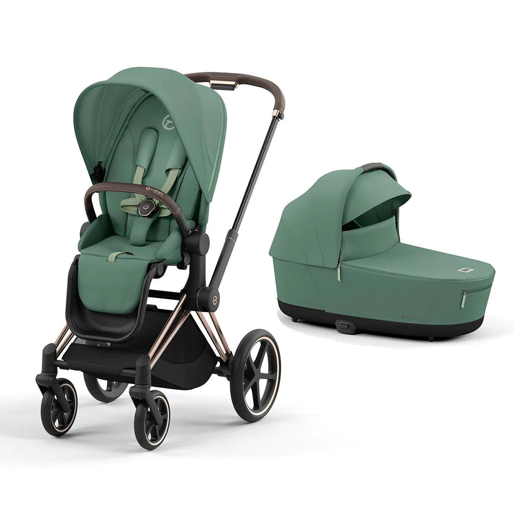CYBEX PRIAM Pushchair - Leaf Green - Rose Gold - Lux Cot - The Baby Service