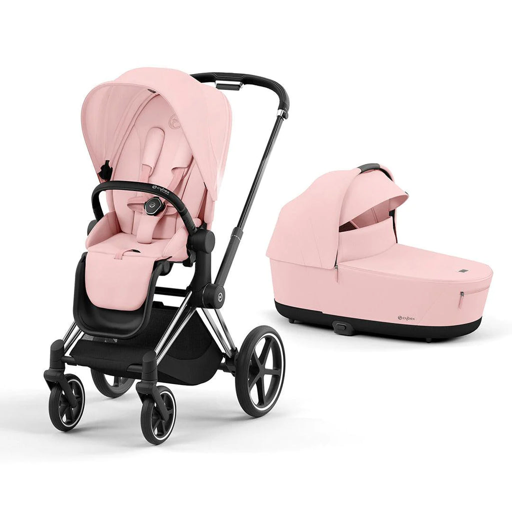 CYBEX PRIAM Pushchair - Peach Pink - Chrome Black Cot - The Baby Service