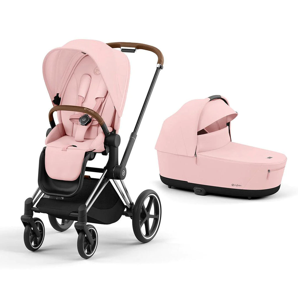 CYBEX PRIAM Pushchair - Peach Pink - Chrome Brown Cot - The Baby Service
