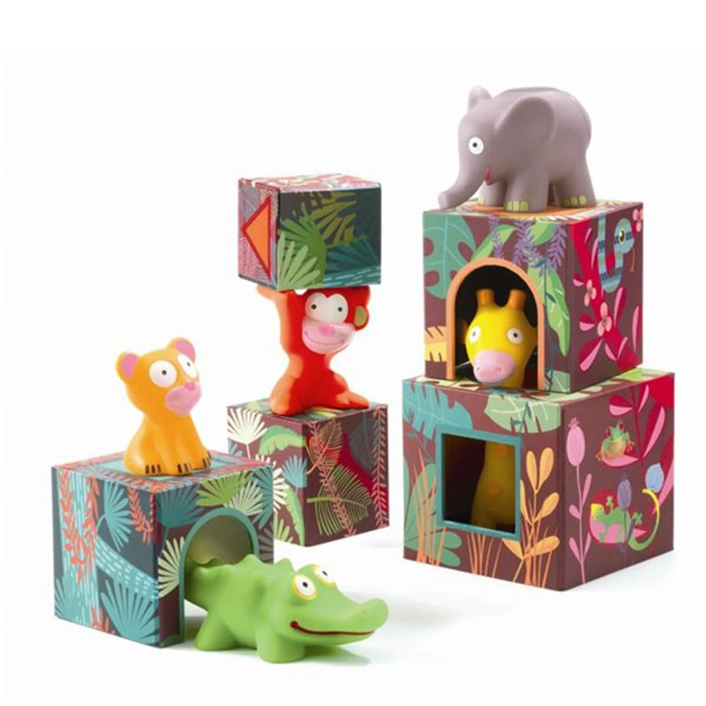 Djeco Maxi Topanijungle Stacking Tower and Animals - Toys - The Baby Service