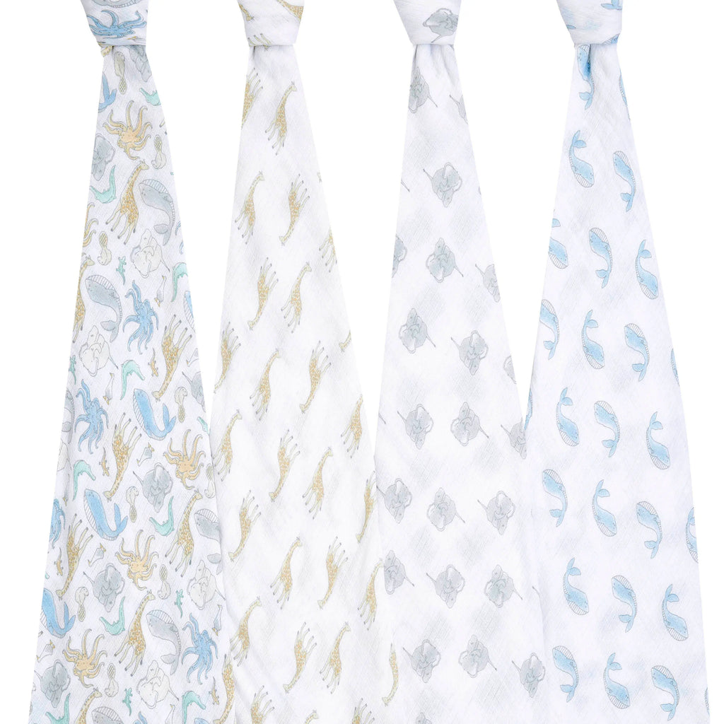 Aden + Anais Essentials Classic Swaddle Blankets - Natural History - 4 Pack - The Baby Service.com