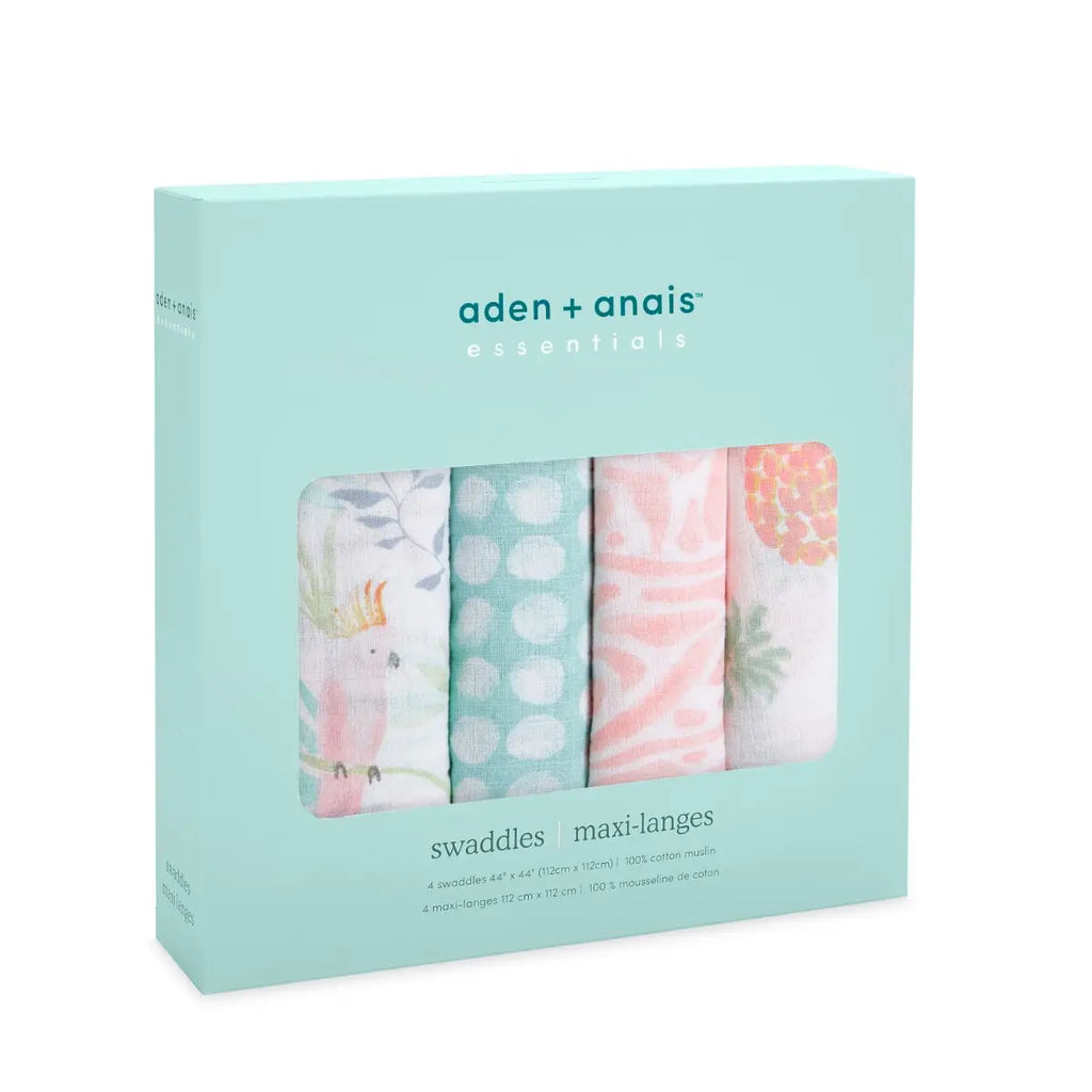 Aden + Anais Essentials Classic Swaddle Blankets - Tropicalia - 4 Pack - Gifts - The Baby Service