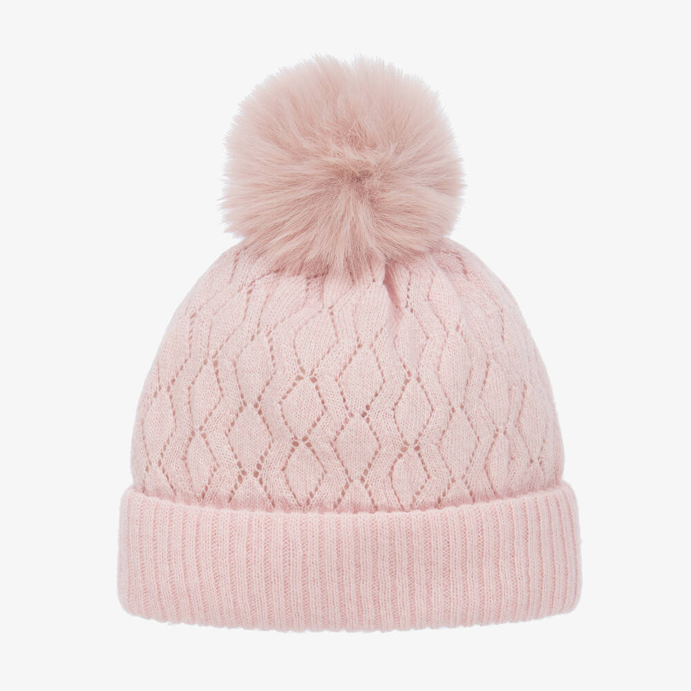 Jamiks - Baby Girls Pink Knitted Pom-Pom Hat - The Baby Service