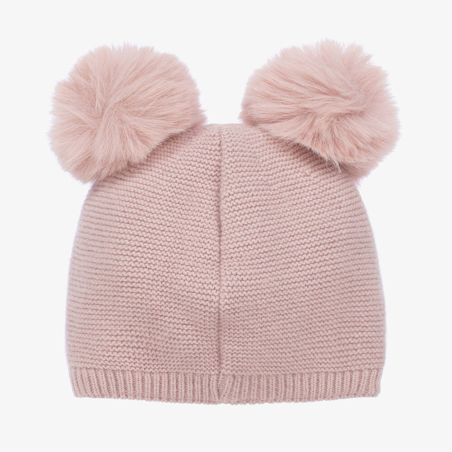 Jamiks - Baby Girls Pink Wool-Knit Pom-Pom Hat | The Baby