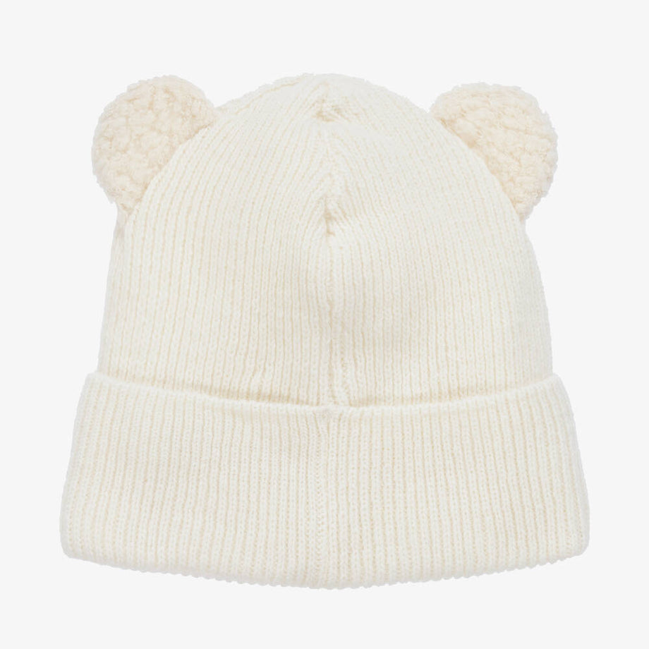 Jamiks - Ivory Wool-Knit Teddy Bear Baby Hat | The Baby Service