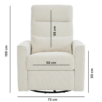 iL Tutto - Paige Recliner Glider Nursery Chair in Vanilla Boucle - Dimensions - The Baby Service