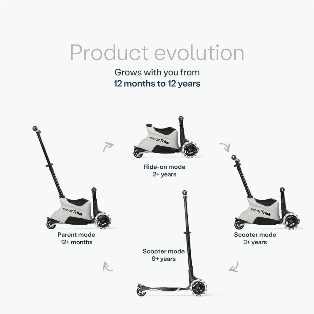 smarTrike Xtend Ride On Scooter Plus From 12 Months to 12 Years - Cool Grey - The Baby Service