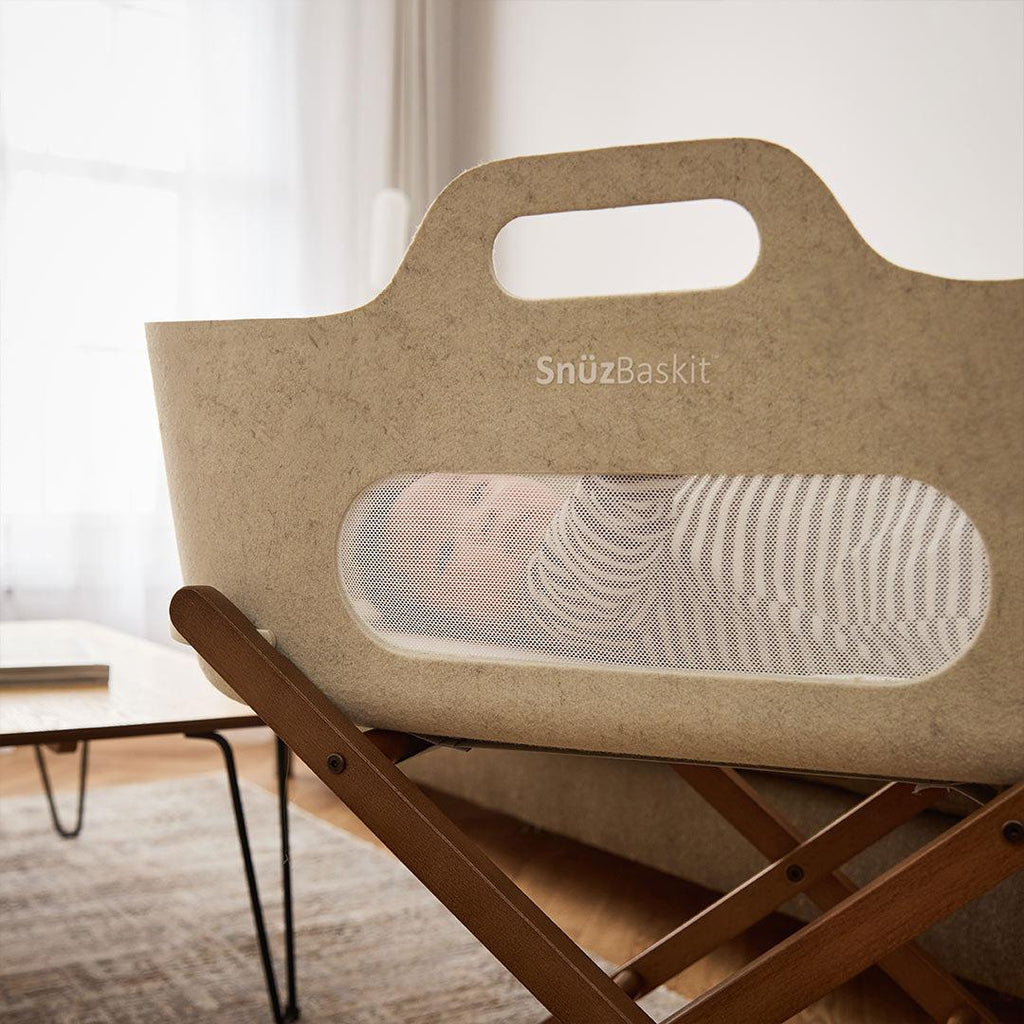 SnuzBaskit Barley Moses Basket & Walnut Stand - The Baby Service.com