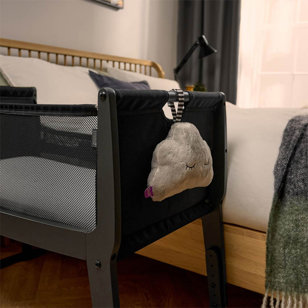 Snuzpod Studio Bedside Crib - Brooklyn Graphite - Cloud - The Baby Service