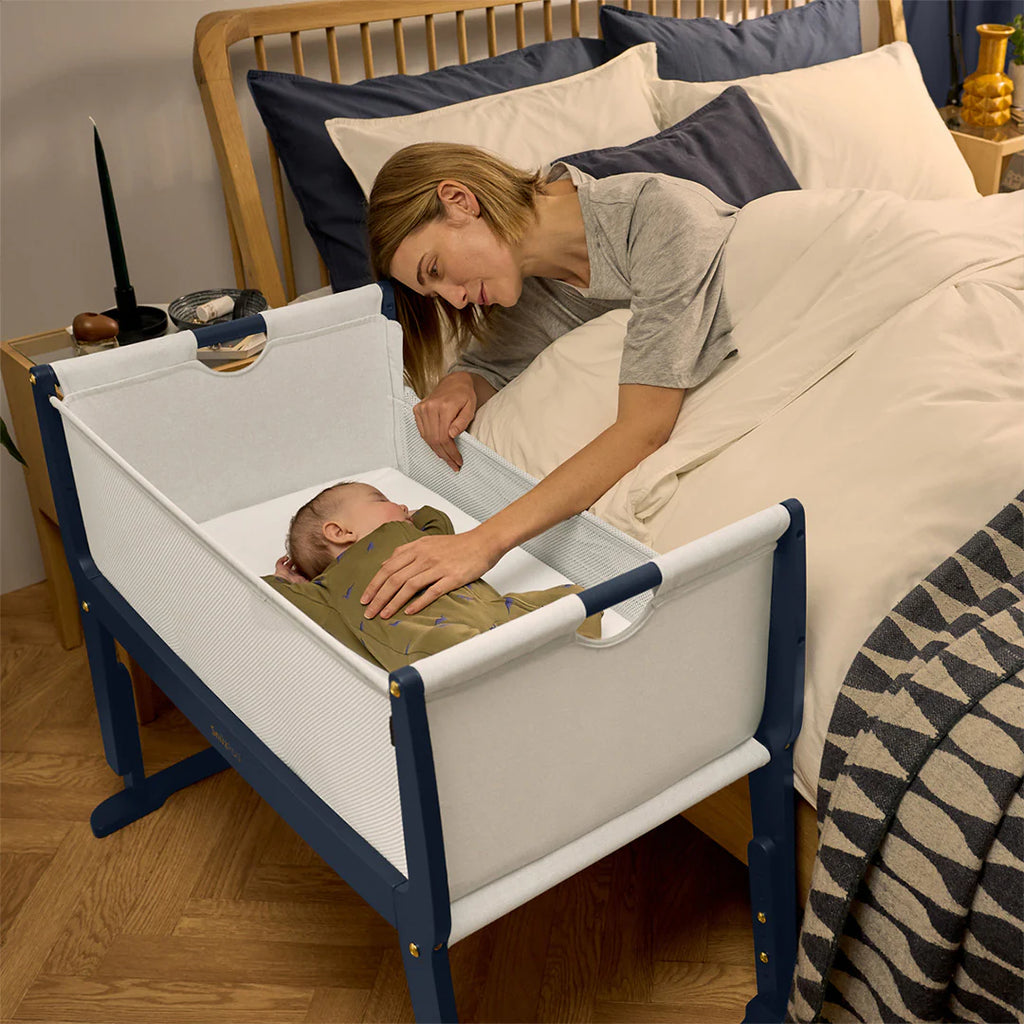 Snuzpod Studio Bedside Crib - London Navy - Mother and Baby - The Baby Service