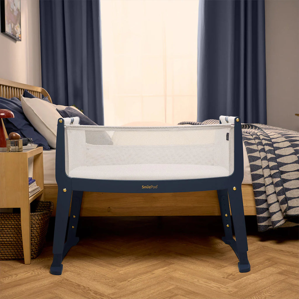 Snuzpod Studio Bedside Crib - London Navy - Bedroom - The Baby Service