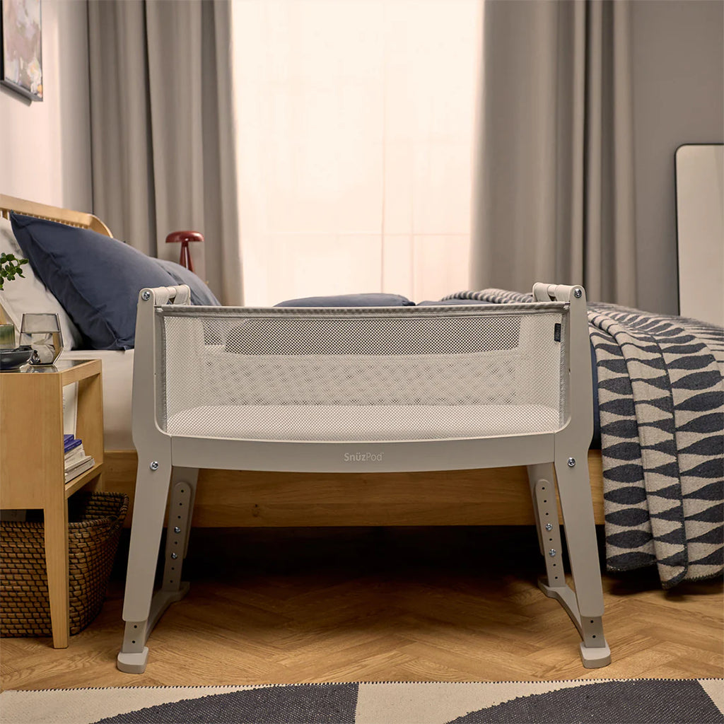 Snuzpod Studio Bedside Crib - Oslo Grey - The Baby Service