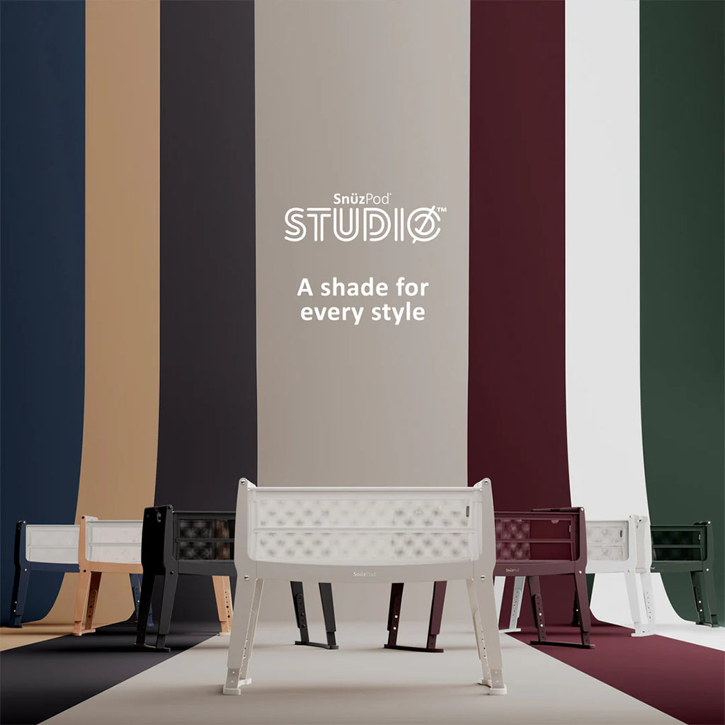 Snuzpod Studio Bedside Crib - Oslo Grey - Colour Range - The Baby Service