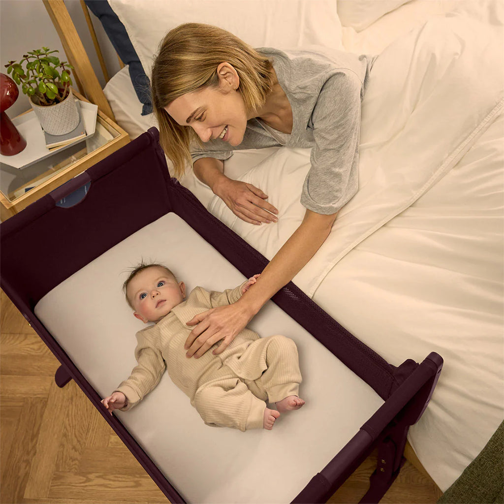 Snuzpod Studio Bedside Crib - Rome Burgundy - Mother and Baby - The Baby Service