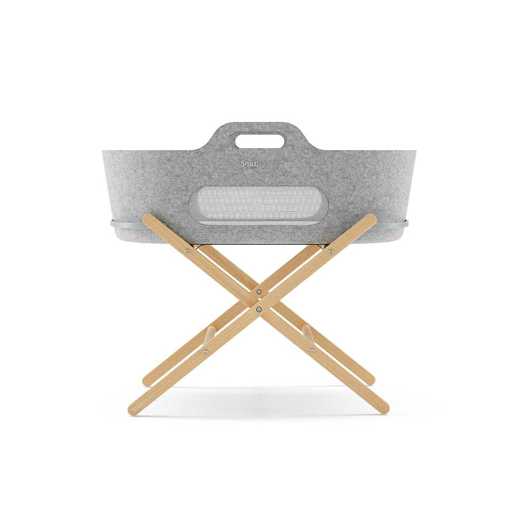 SnuzBaskit Light Grey Moses Basket & Natural Stand - The Baby Service