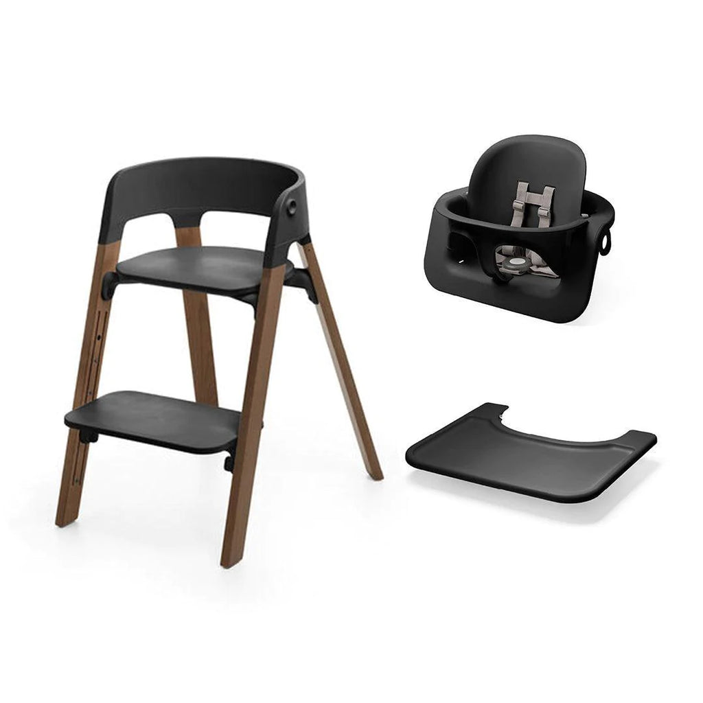 Stokke Steps Chair Bundle Set - Black / Golden Brown - Feeding - The Baby Service