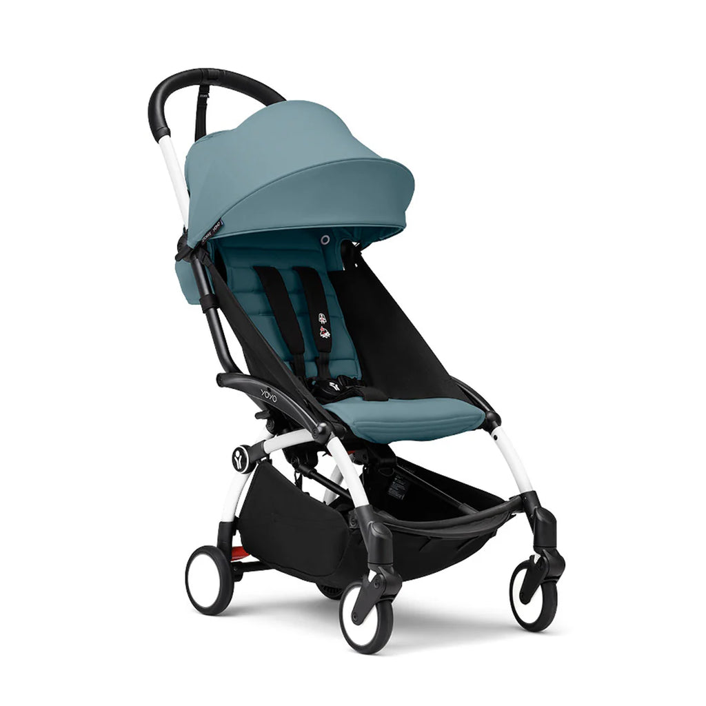 Stokke YOYO³ Stroller from 6 - The Baby Service - Aqua on White Frame