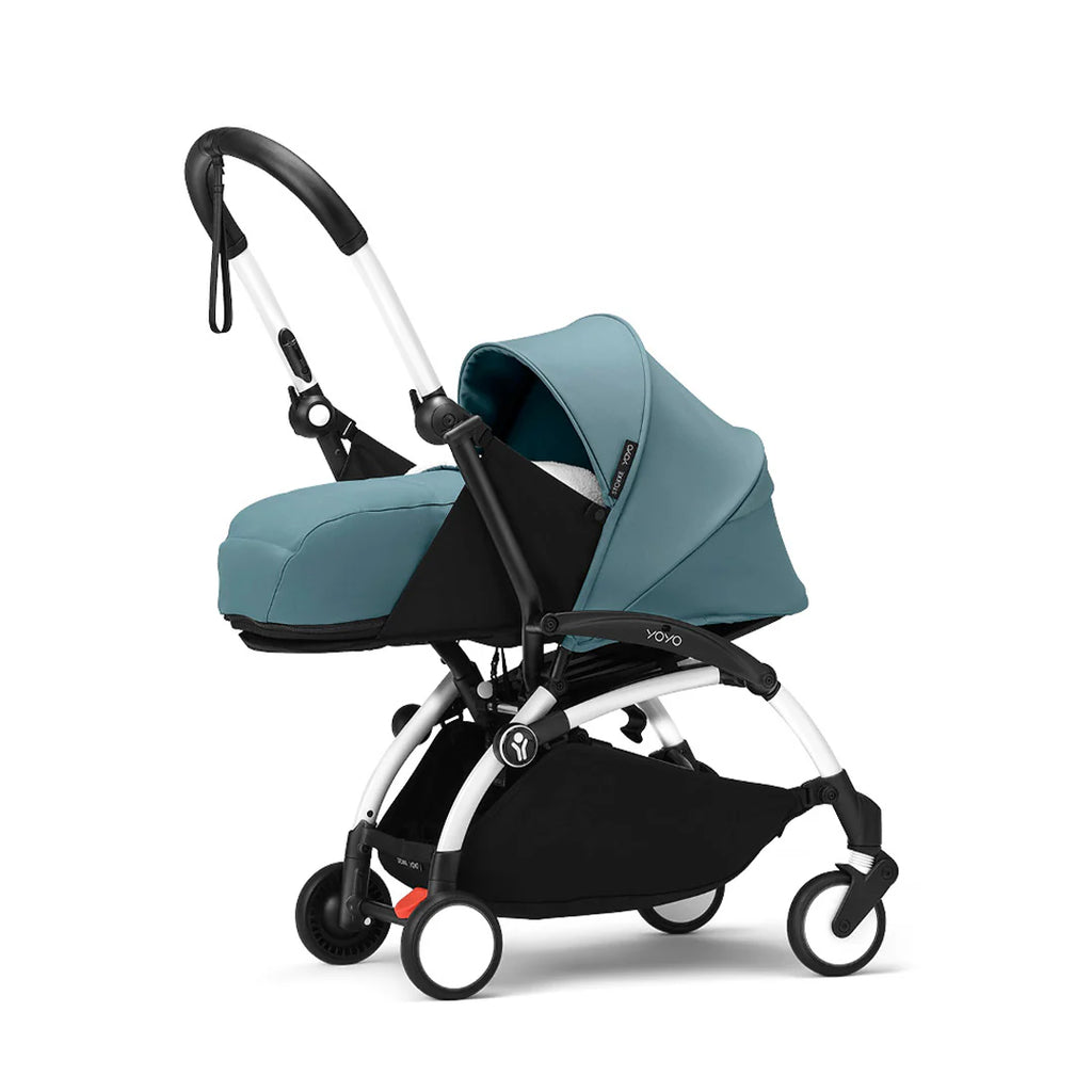 Stokke YOYO³ Stroller with Newborn Pack - The Baby Service - Aqua on White Frame