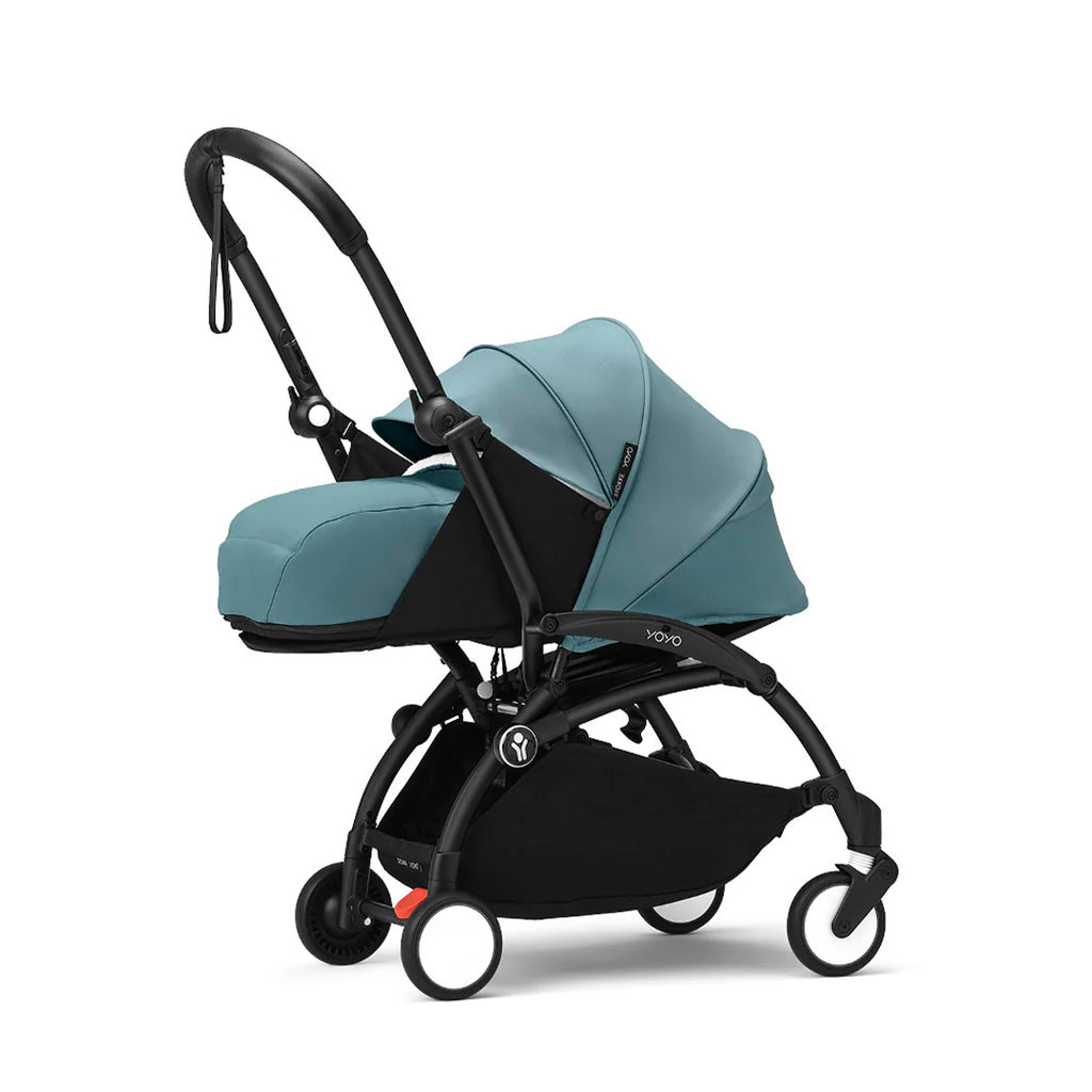 Stokke YOYO³ Stroller with Newborn Pack - The Baby Service - Aqua on Black Frame