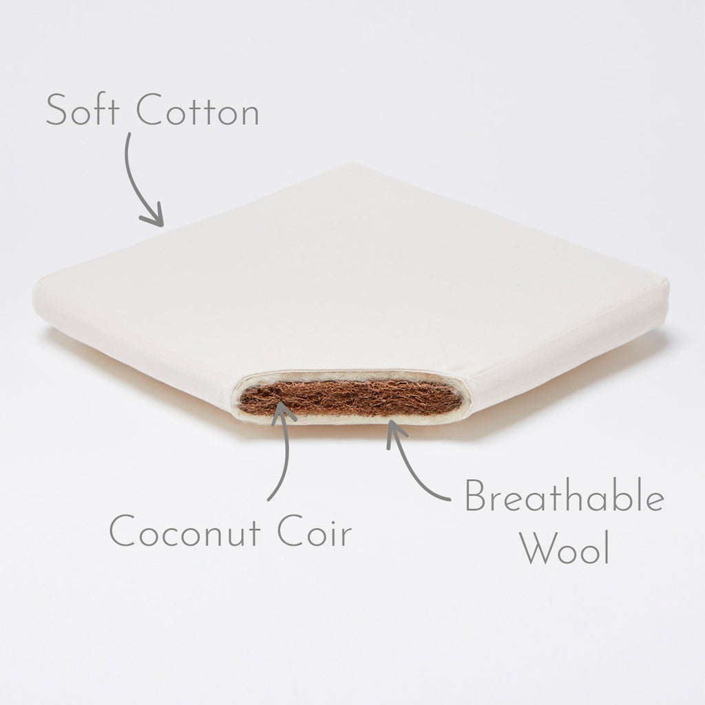 Little Green Sheep - Natural Quilted Moses Basket & Mattress Dove Rice - Luxury Cots - The Baby Service