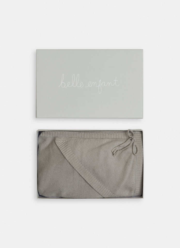 Belle Enfant Cashmere Hooded Blanket - Cloud Grey In Gift Box