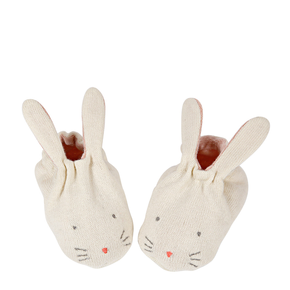 Meri Meri Peach Bunny Baby Booties - Luxury Gift Ideas