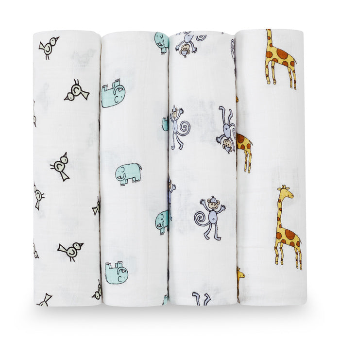 Aden + Anais Jungle Jam Swaddles 4 Pack - The Baby Service