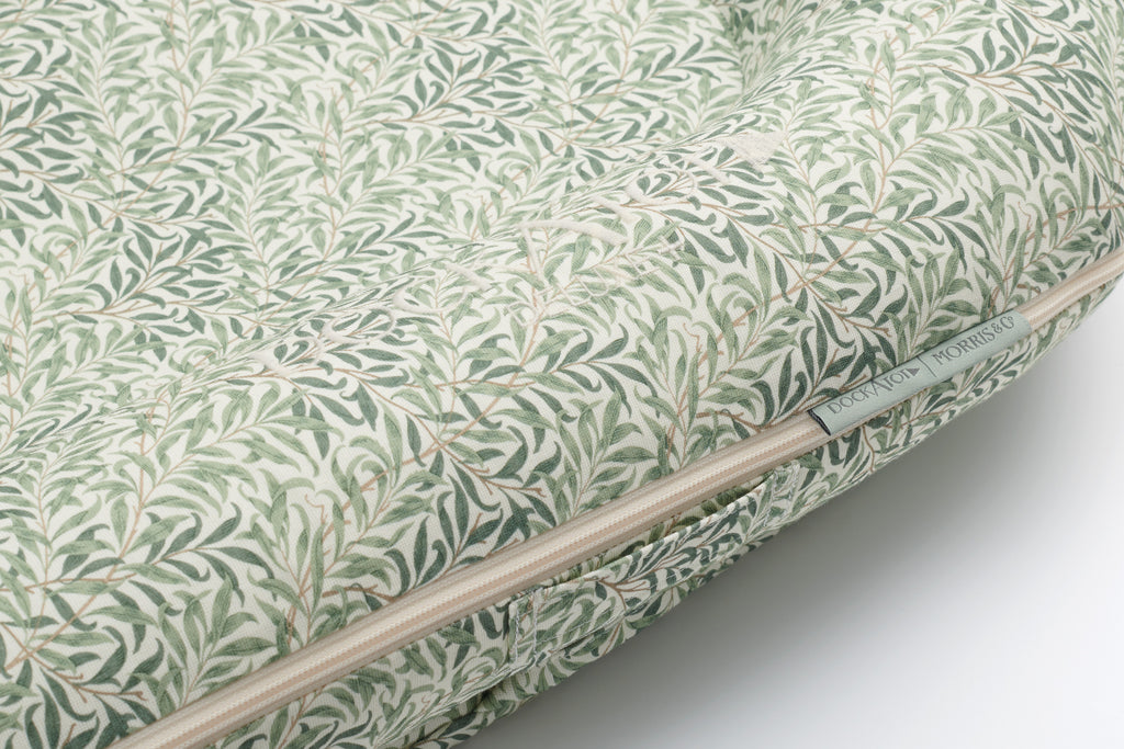 William Morris DockATot Deluxe + Plus Pod Extra Cover in Willow Boughs  - Close up - The Baby Service