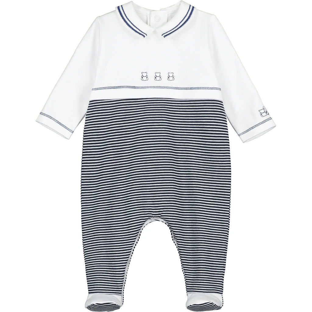 Emile et Rose - Crosby Navy Striped Boys Babygrow - Gifts - The Baby Service