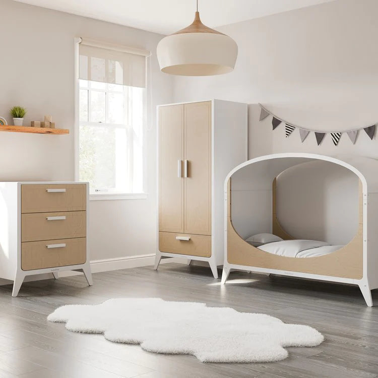 SnuzFino Cot Bed - White Natural - Nursery Cribs - The Baby Service - Lifestyle