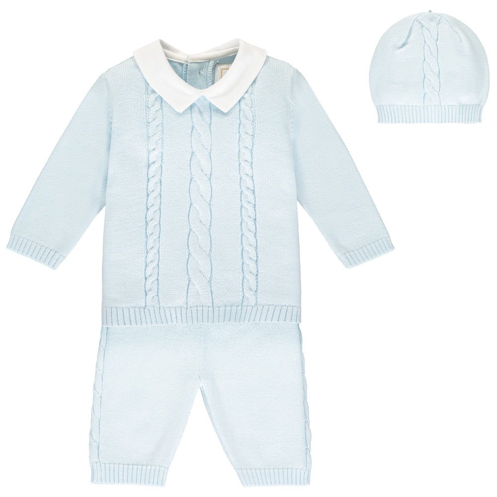 Emile et Rose - Turner Blue Knit Outfit with Hat - The Baby Service