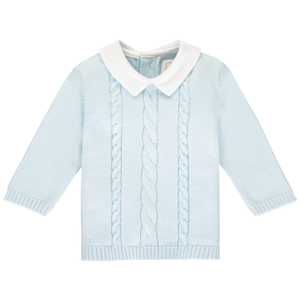 Emile et Rose - Turner Blue Knit Outfit with Hat - Luxury Clothing - The Baby Service