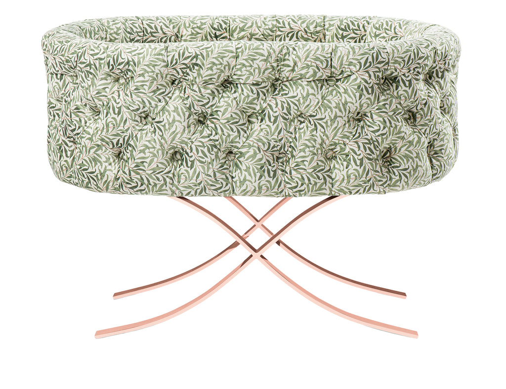 Aristot Tufted Bassinet - William Morris Willow Boughs - Luxury Furniture - The Baby Service