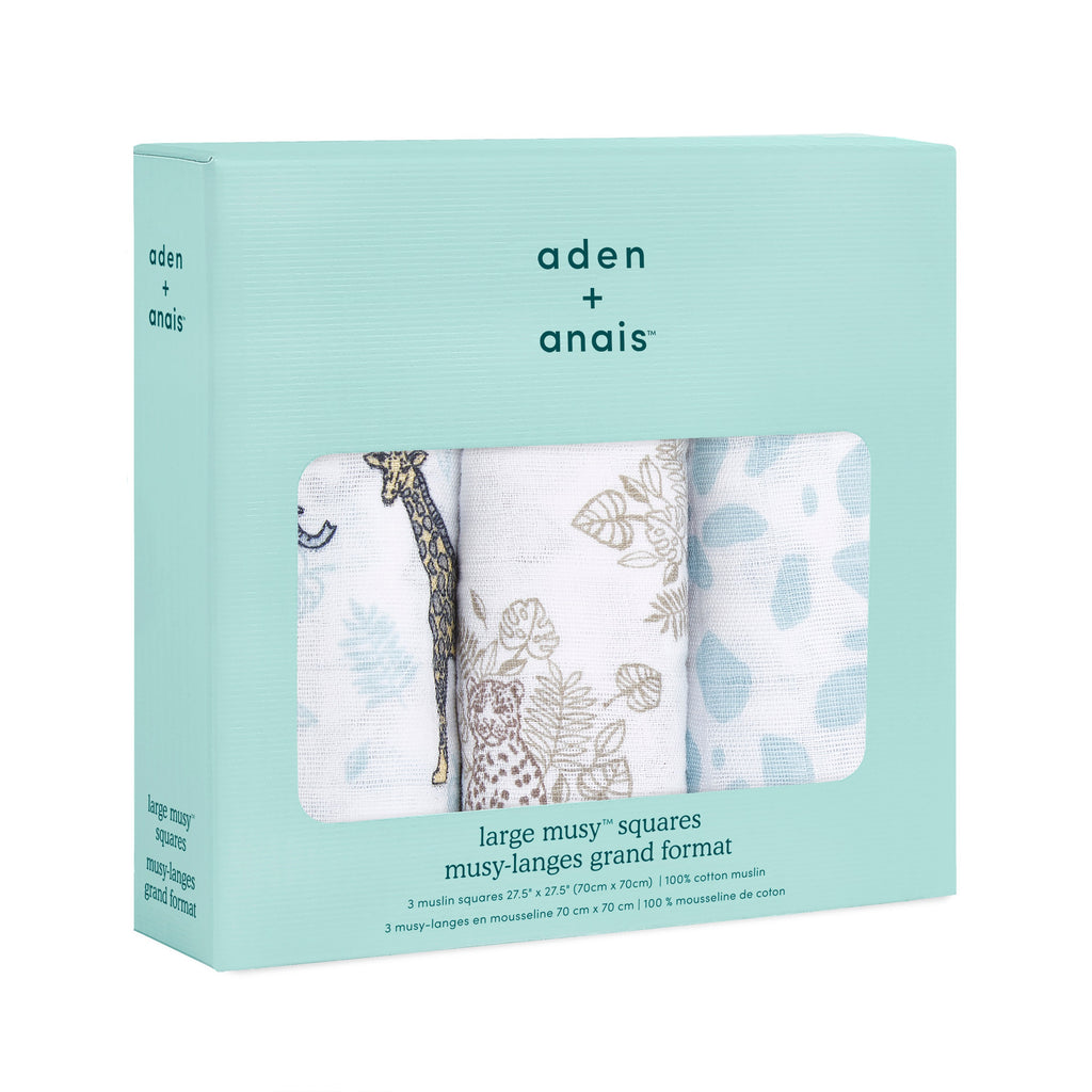 Aden + Anais Jungle Tropical Musy Muslin Squares 3 Pack - The Baby Service - Gift Ideas