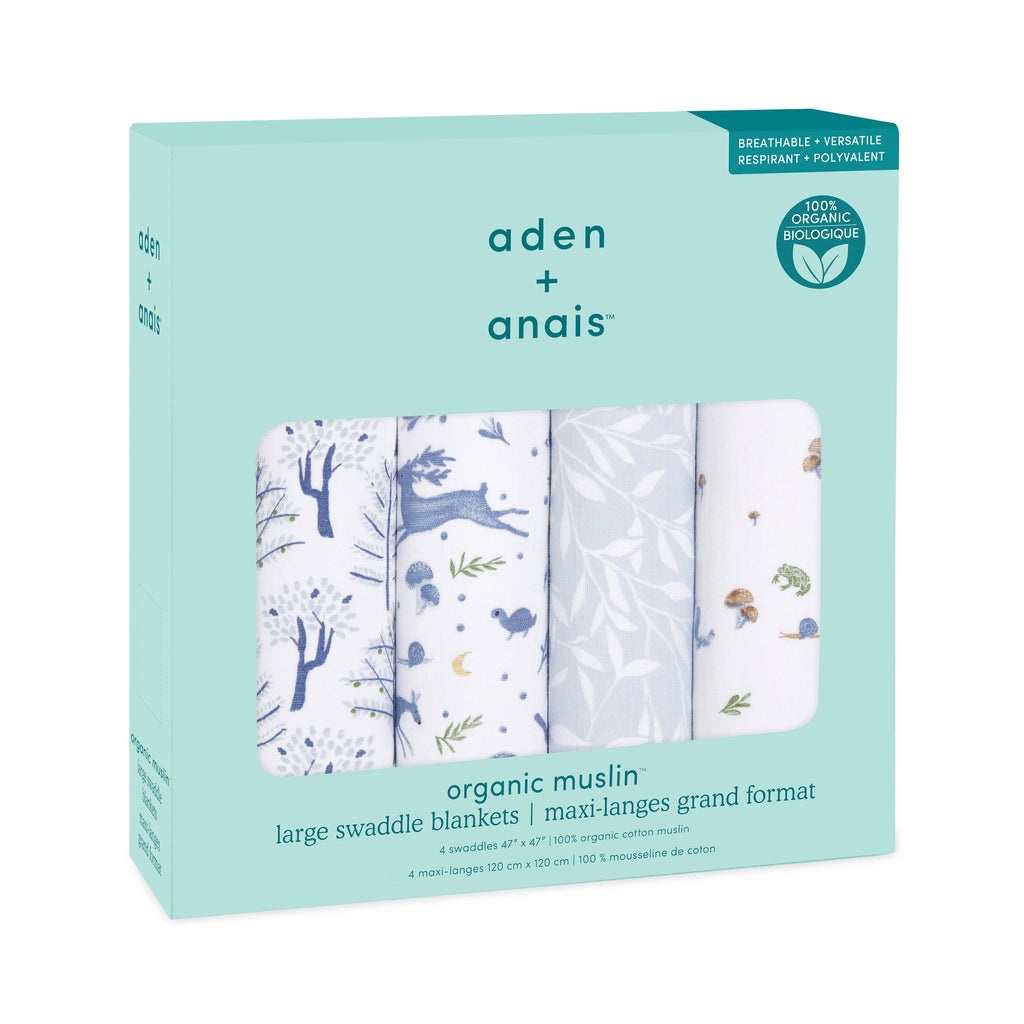 Aden + Anais - Outdoors Organic Swaddles 4 Pack - Boxed - The Baby Service
