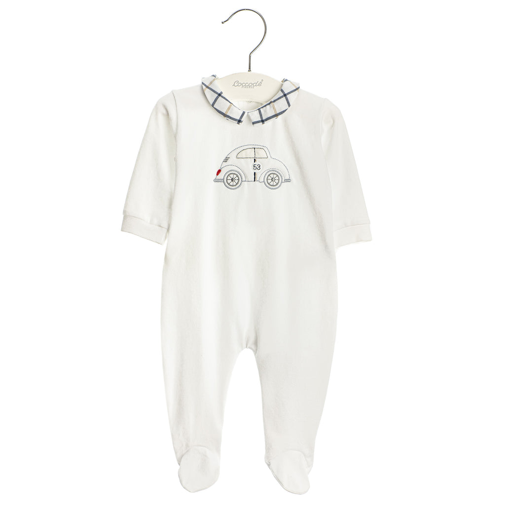 Coccode - Beige Navy Collar Sleepsuit with Car Rompers - The Baby Service