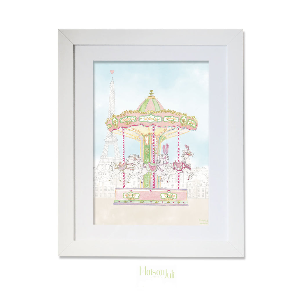 Carousel of the Trocadero Pink Print - A4 Artwork - The Baby Service