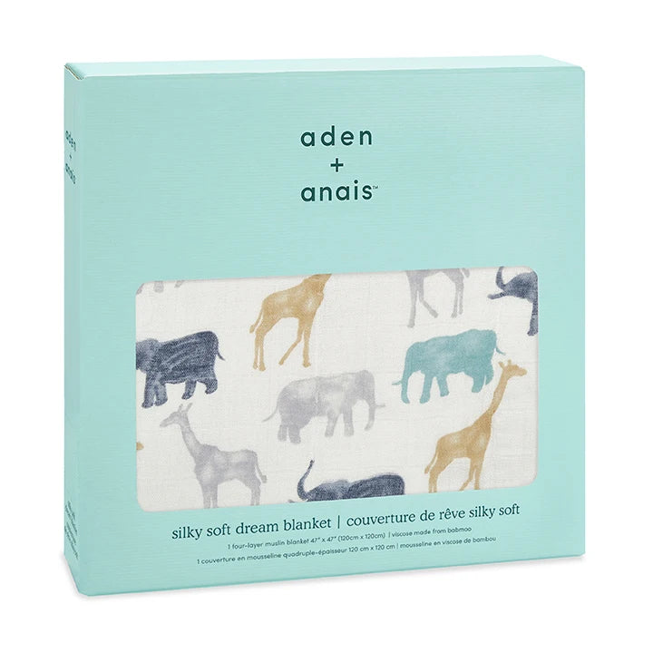 Aden + Anais - Expedition Elephants & Giraffes Silky Soft Blanket - Boxed - The Baby Service