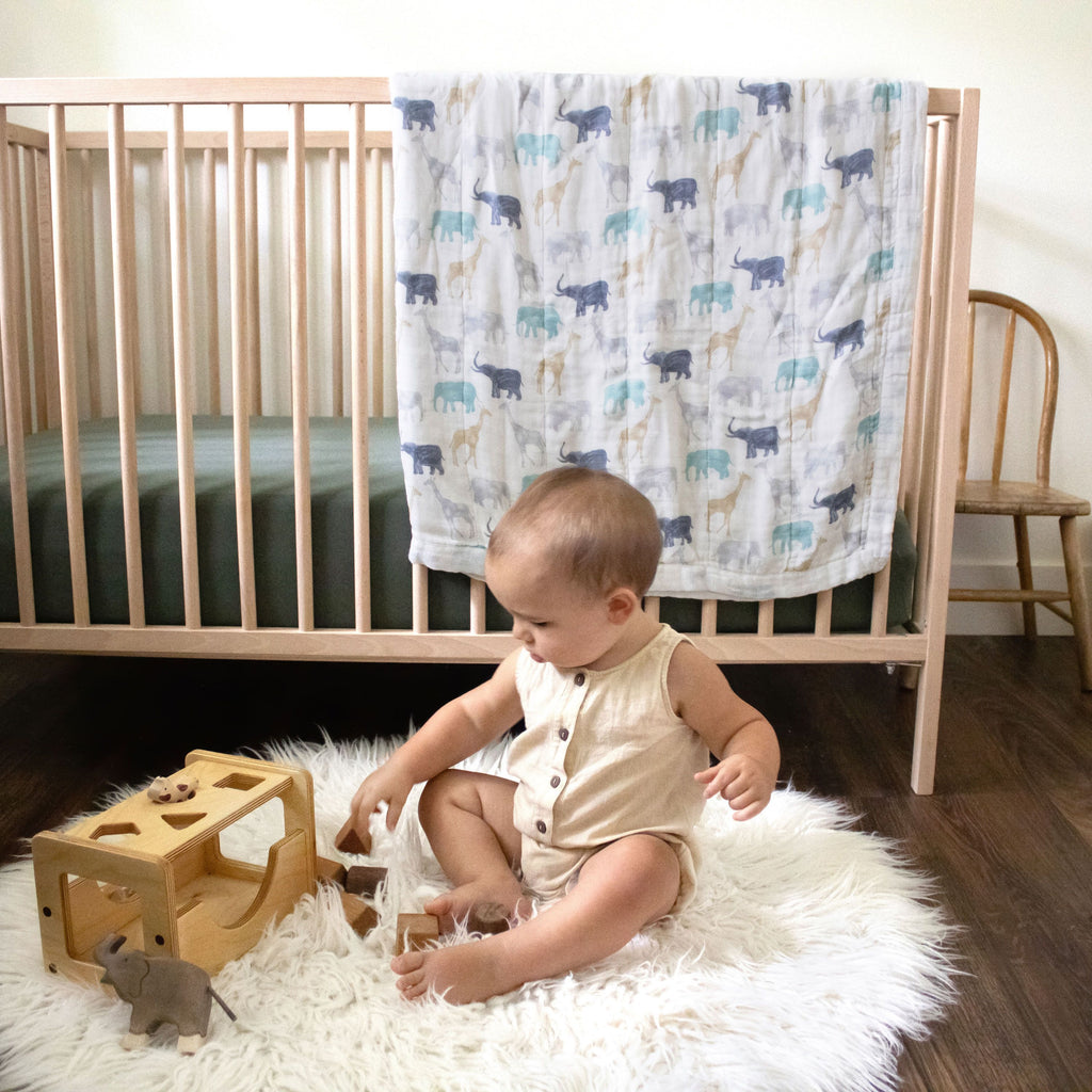 Aden + Anais - Expedition Elephants & Giraffes Silky Soft Blanket - Nursery - The Baby Service