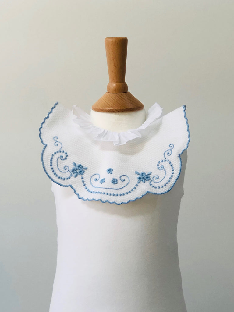 Piaro New Born Luxury Baby Hand Embroidered Bib in Blue Gift Ideas