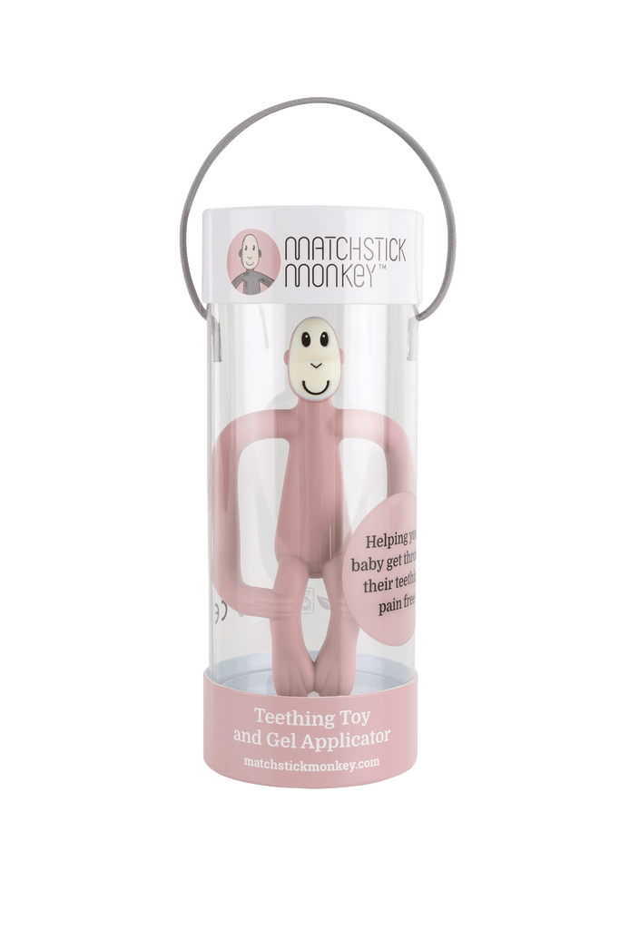 Matchstick Monkey Teething Toy and Gel Applicator - Dusty Pink - The Baby Service - Packaged