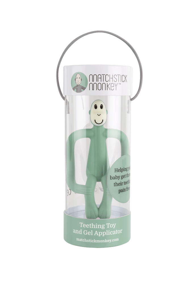 Matchstick Monkey Teething Toy and Gel Applicator - Mint Green - The Baby Service - Packaged