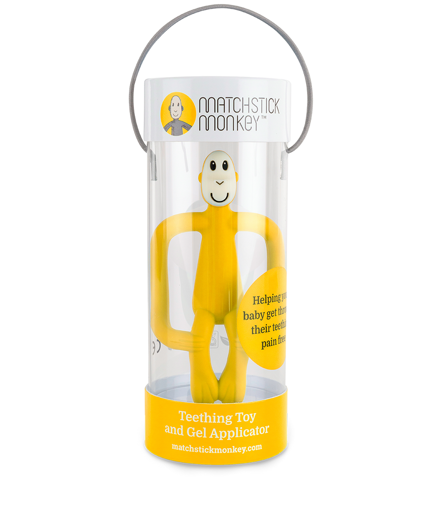 Matchstick Monkey Teething Toy and Gel Applicator - Yellow - The Baby Service - Packaged