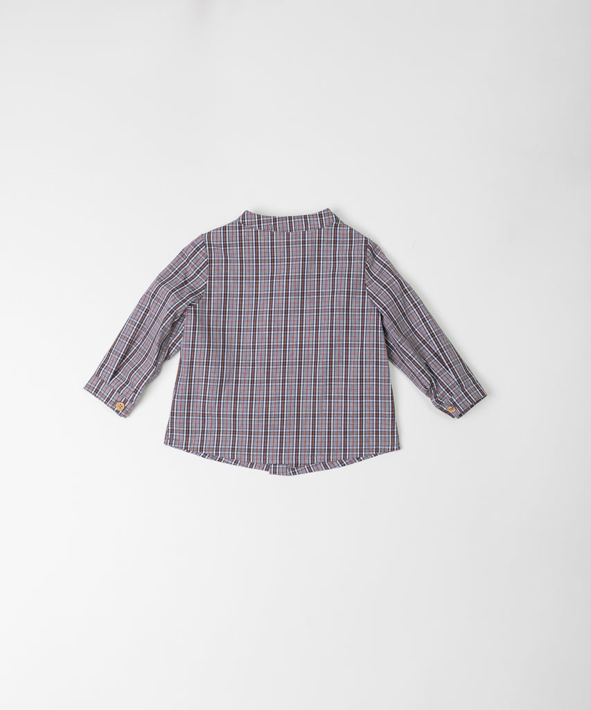 Boys Collarless Cotton Plaid Shirt | Boys Clothing | The Baby Service