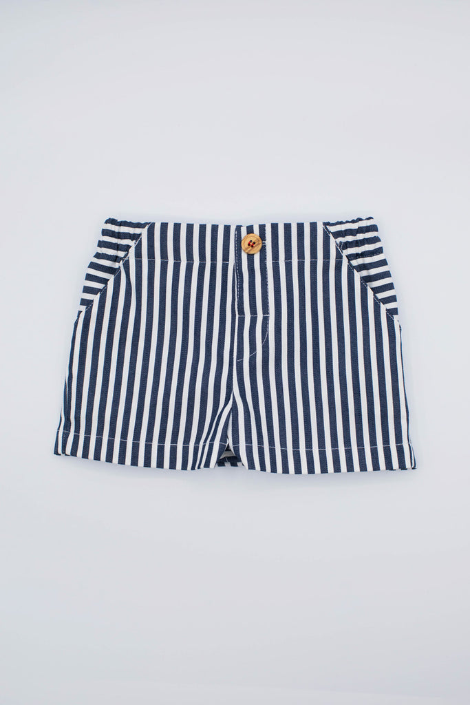 Fina Ejerique - Classic Blue Embroidered Polo & Striped Shorts Set - Clothing - The Baby Service