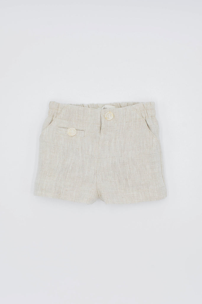 Fina Ejerique - White Linen Shirt & Natural  Linen Shorts Set - The Baby Service - Luxury Children's Clothing