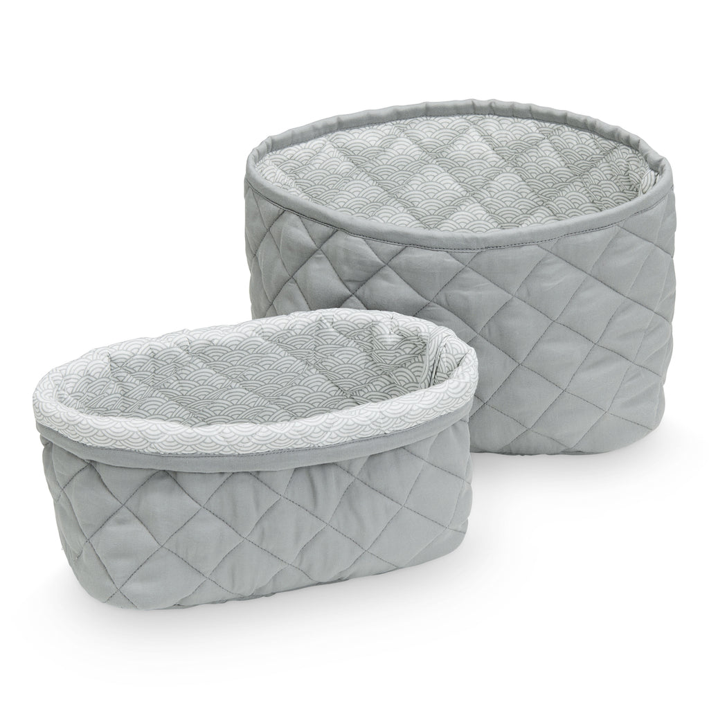 Cam Cam Quilted Storage Basket - Set of Two - Grey - The Baby Service