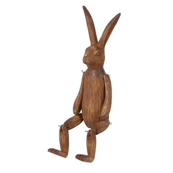 Brown Wooden Effect Jointed Rabbit - The Baby Service